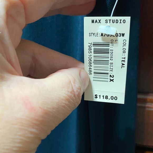 Max Studio vintage plus size 2X teal wide leg Women's Pants - Picture 4 of 15